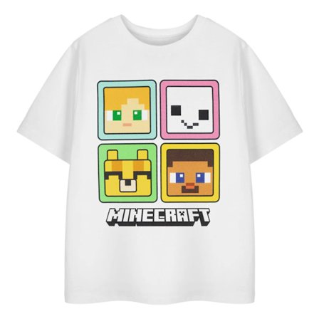 Minecraft Flickskvinnor Rutor Kortärmad T-shirt 11-12 År Vit
