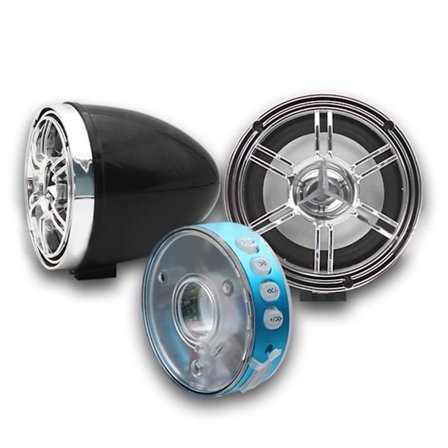 Motorcykel ljudhögtalare APP-kontroll Vattentät Färgglad Ljus Bluetooth Högtalare Ljud Svart