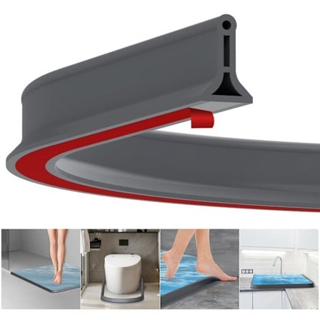 2 m itseliimautuva suihkutiiviste, 4 cm korkea vedenpitävä kumiliuska kylpyhuoneeseen ja keittiöön, suihkun kynnys / vesieste