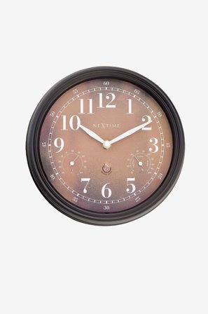 NeXtime - Vægur/Vejrstation Jasmine Diameter 23,5 cm - Brun - Vægure og bordure - Fra Homeroom