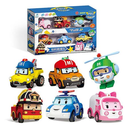 Deformation Poli tröghetsbil barnbilleksak Transformera Police Car (6pcs)