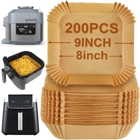 200 stk Airfryer-innlegg, 20 cm Stor Airfryer-innlegg, Bakepapir, Airfryer-tilbehør for Kjøkken