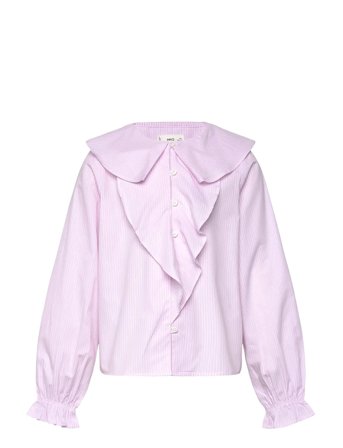 Mango Shirt With Ruffle Detail - Pink - 8