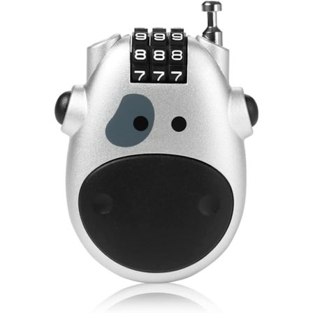 Kombinationshänglås, (Silver) 3-siffrigt kodhänglås med 75 cm kabel