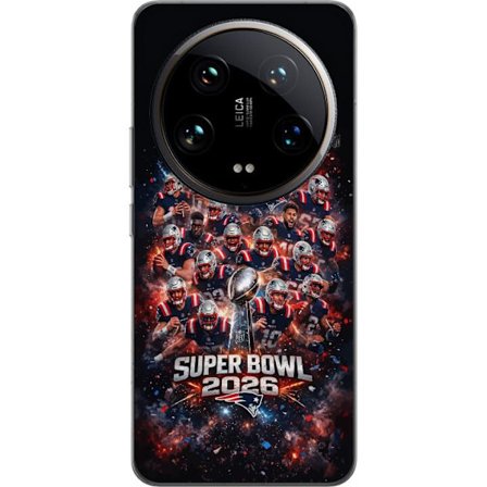 Kompatibel Mobilcover til Xiaomi 14 Ultra Super Bowl 2026 plakat med New England Patriots og NFL-pokal i eksplosiv sportsdesign