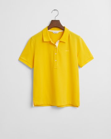GANT Damen Piqué Poloshirt mit Kontrastkragen (S) Gelb