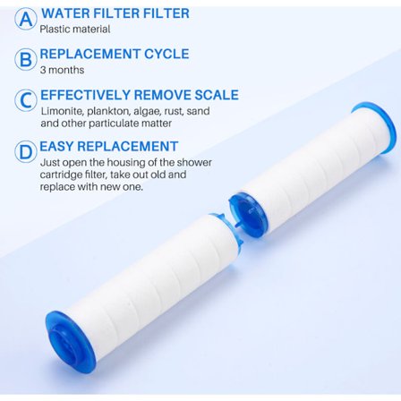 Pakke med 10 udskiftningsfilter til bruserhoveder til Dure - Høj effektivitet bruserfilter til at fjerne klor og fluorid.