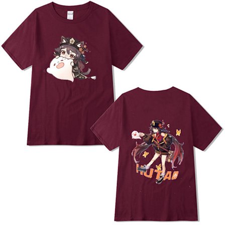 Genshin Impact Valnöt T-shirt Par T-shirt claret