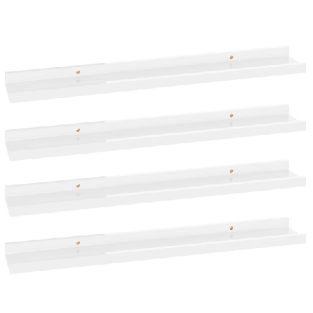 Vidaxl Vägghyllor 4 St Vit Högglans 60x9x3 Cm Vit