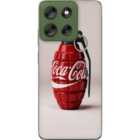 Kompatibel Mobilcover til Motorola Motorola Moto G56 Kunstnerisk illustration af Coca Cola granatæble i rødt og grønt, pop art inspireret motiv med