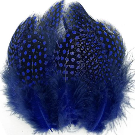 100 st 3"-6" Royal Blue Spotted Feathers Guinea Pheasant Feather För Hantverk Drömfångare Smycken Dekoration, Färgade Turkiet Kyckling Plume Fjädrar