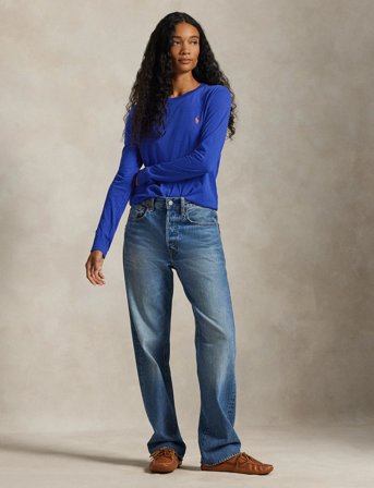 Polo Ralph Lauren Long-Sleeve Jersey Crewneck Tee - Blue - L