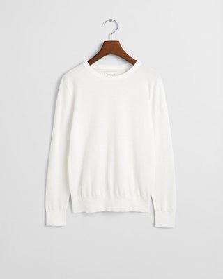 GANT - Finstrikket genser med rund hals til dame cream