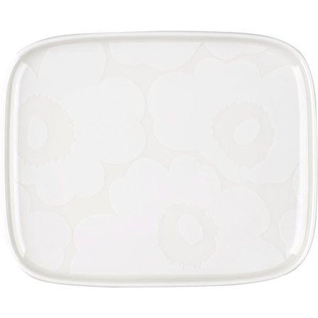 Marimekko Unikko rektangulært fat 15 x 12 cm, hvit/off-white' - 'White / off-white
