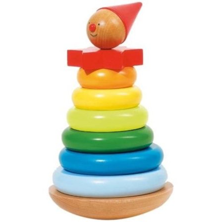 Trästaplingsleksak - GOKI - Clown att stapla 9 element - Blandat - Gul - Från 12 månader