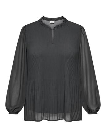 Carpiona L/S Plisse Blouse Wvn Black ONLY Carmakoma
