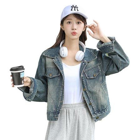 Jeansjacka för kvinnor, vår- och hösttrend, vintage design, unik casual kort toppjacka för kvinnor