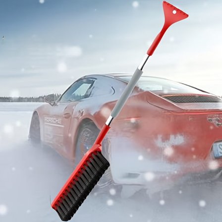 2-i-1 Snøbørste og isskrape for bil med avtakbar ishakke - Kraftig vinterbiltilbehør egnet for snø- og isfjerning, Ergonomisk Foa