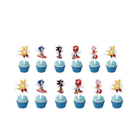 24 stk. Nye Sonic the Hedgehog Cupcake Toppers Festartikler Fødselsdagsdekorationer