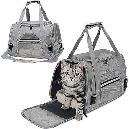 Hopfällbar andningsbar hundbur med justerbar axelrem, hundbur för katter, kattungar, små hundar, kaniner, husdjur