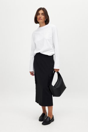 NA-KD Cargo Pocket Midi Skirt - Midi nederdele med slids - Sort - EU 34