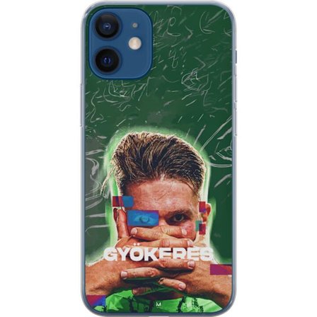 Yhteensopiva Puhelinkuori Apple iPhone 12 Lamine Yamal Barcelonan pelipaidassa, jossa on neonvaloja ja punaisia ja sinisiä salamoita dramaattisessa e