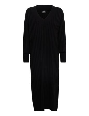 Onlnew Tessa L/S Midi V Dress Knt Polvipituinen Mekko Musta ONLY