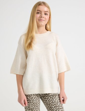 Lindex Sweater Knitted Short Sleeve - Cream - 128