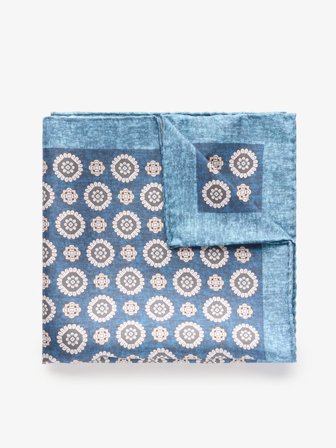Blue Geometric Pocket Square