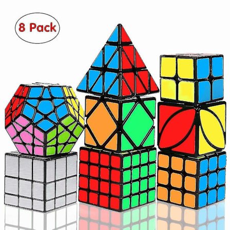 Speed Cube Set, Magic Cube Bundle 2x2 3x3 4x4 Pyramid - Leksakspusselkub för barn och vuxna Set med 8 från Yaying
