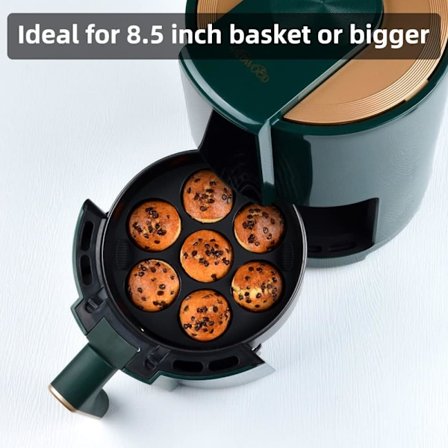 Silikonmuffinsform för Air Fryer/Ugn - 8,4" Icke-klibbig Bakform, 1-pack Svart