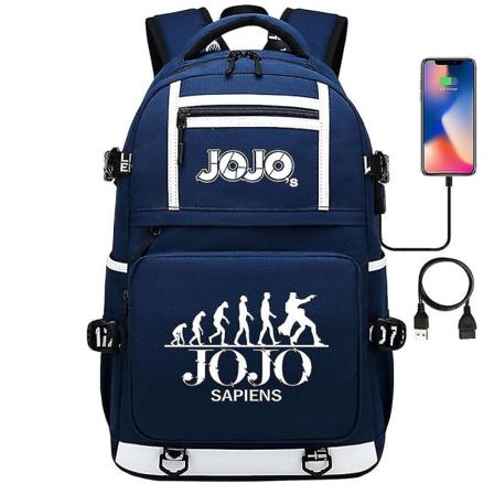 Black Jojon omituinen seikkailu USB porttireppulaukku - koulukirjaopiskelijoiden ulkoilu olkareppu Cosplay 8