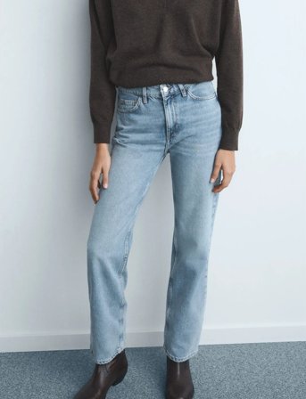 Mango Matilda Medium-Rise Straight-Fit Jeans - Blue - 32