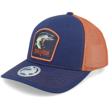Skillfish - Azul trucker Boné - Muskellunge Muskie Navy/Burnt Orange Contrast @ Hatstore