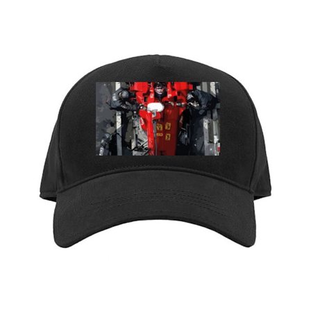 Kasket Formel 1 Ferrari pit stop set ovenfra med mekanikere omkring rød racerbil detaljeret motorsportbillede med intensiv konkurrencefølelse