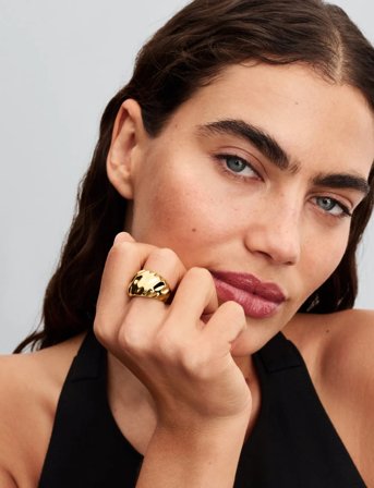 Pandora Rippled 14K Gold-Plated Ring - Gold - 56