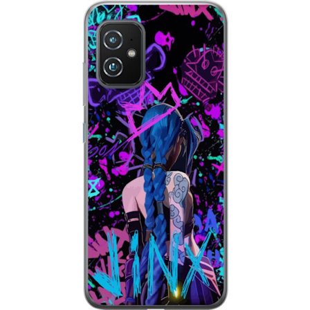 Yhteensopiva Puhelinkuori Asus Asus Zenfone 8 Värikäs graffitipiirustus, jossa on sinipäinen hahmo urbaanissa katutaidetyylissä