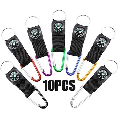 10 stk Kompass Nøkkelringer, Karabinkompass Camping Klatring Hei
