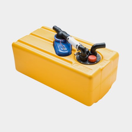 Tanque de águas negras / tanque de águas cinzentas CAN-SB, 83 litros, com bomba de esvaziamento (12 V) & tampa de ligação, 850 x 390 x 360 mm, HDPE (