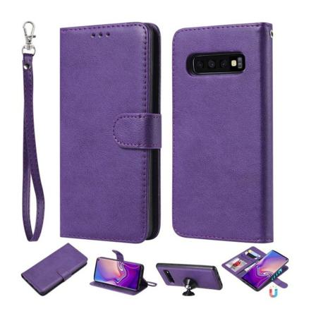 Samsung Galaxy S10 aftageligt læder flip etui - Lilla Purple