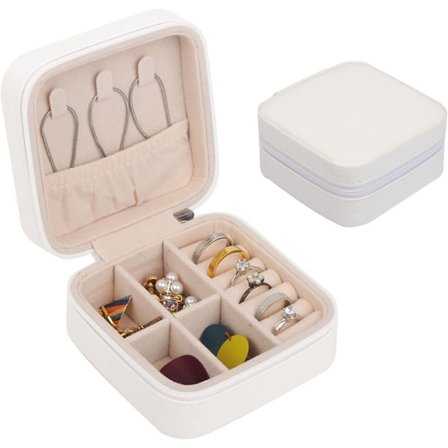 Reise smykkeskrin for kvinner i skinn, liten smykkeorganisator f