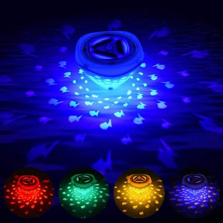LED-poollampa, vattentät flytande LED-lampa, IP67 undervattens LED-diskoljus med 6 olika färglägen, undervattens LED-lampa för simbassäng, Fo