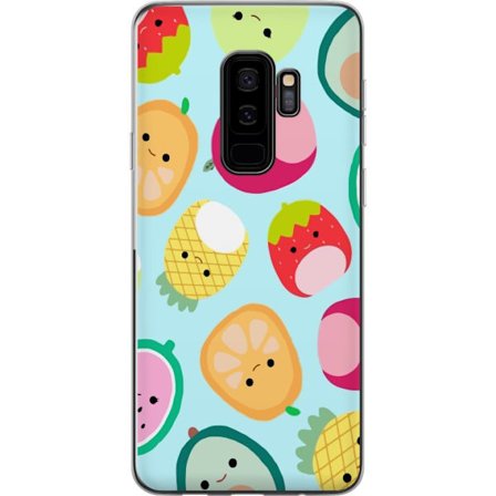 Kompatibel Mobilcover til Samsung Galaxy S9+ Mønster af kawaii frugter som jordbær citron ananas og avocado på lyseblå baggrund