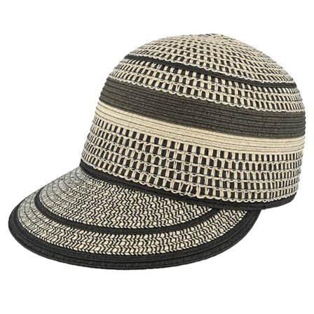 Seeberger - Beige fitted Cap - Baseball Cap With Mixed Trim Details Black/Khaki Fitted @ Hatstore