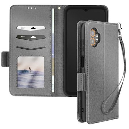 Étui Clapet för Galaxy XCover 7 Pro med Rem Stöd Plånbok Grå