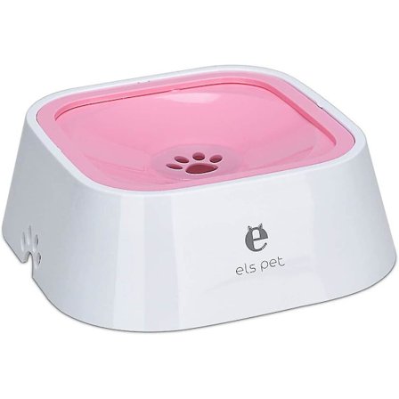 Flytende Vannkopp for Kjæledyr, 1,5l, Sakte Vannutdeler, Ingen Søl, Anti-overløp Anti-kvelning, Automatisk Fôringskopp for Hund Katt Valp (rosa)