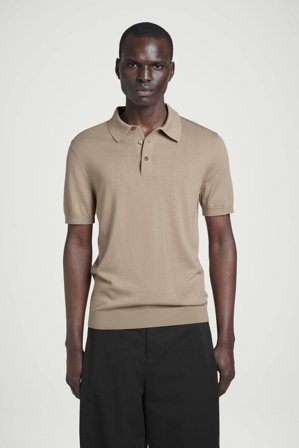 COS Herren Schmal Geschnittenes Poloshirt Aus Seidenstrick - Beige