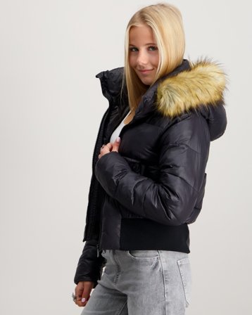RYVLS Fur Edge Padded Jacket Sort Jakker Pige - Kids Brand Store