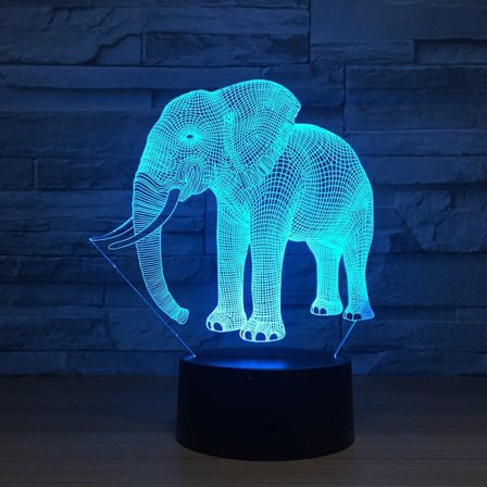 Elefant Vision 3D Lampe Illusion 2D Natlys Juleferie Fødselsdag Valentinsdag Kærlighedsgave