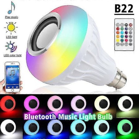 12w B22 Lampa Smart LED-pære Bluetooth RGB Farge Musikk Høyttaler Med Fjernkontroll [DB]